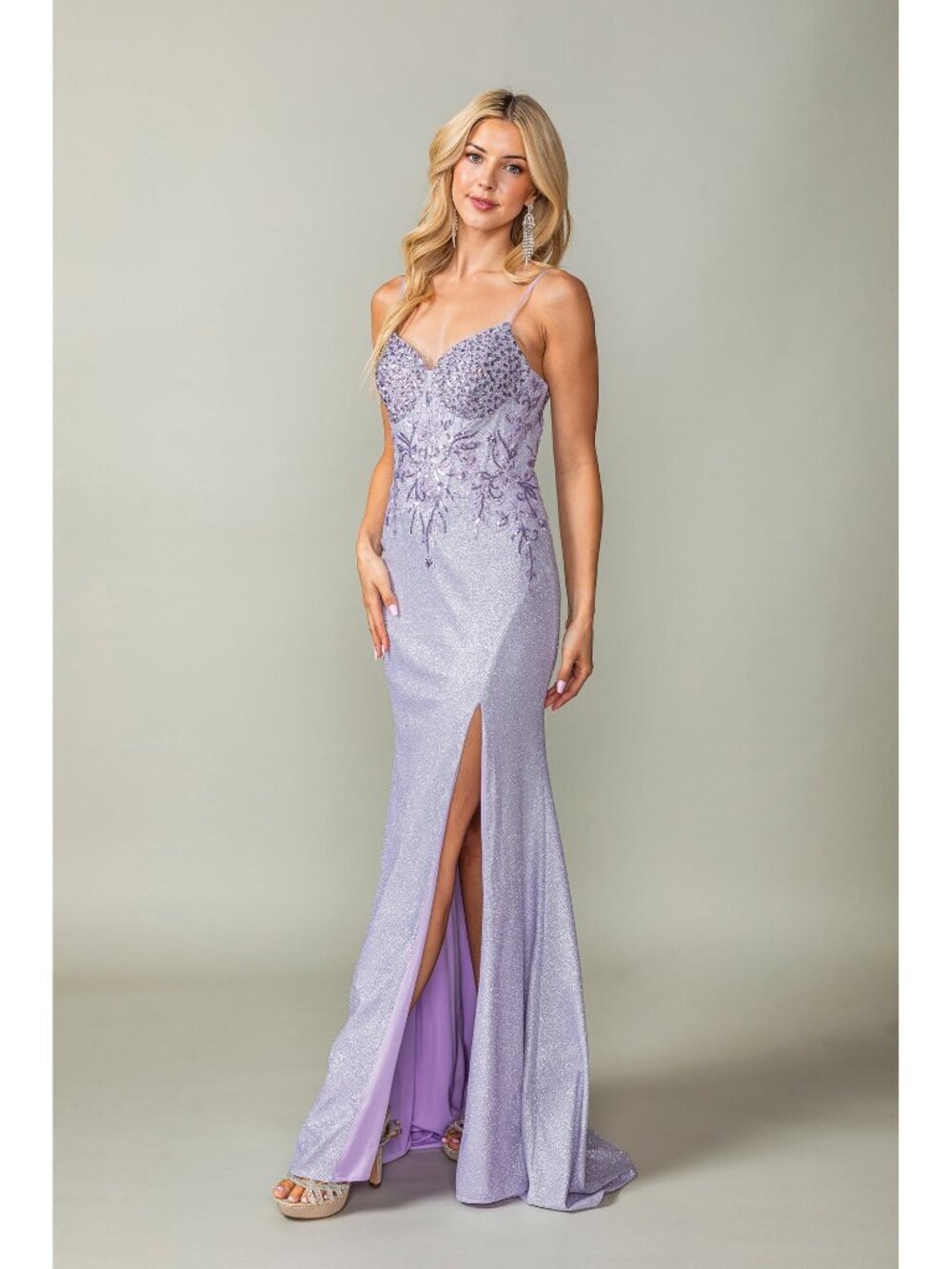 NEW LILAC Evening Gown Floor Length Formal Elegant Stunning 4375